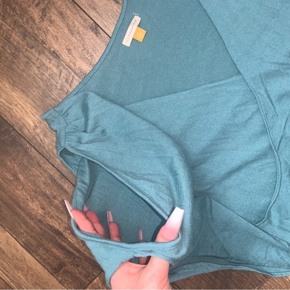 LEIFSDOTTIR Anthropologie medium blue kimono cold shoulder blouse casual boho - Picture 4 of 6